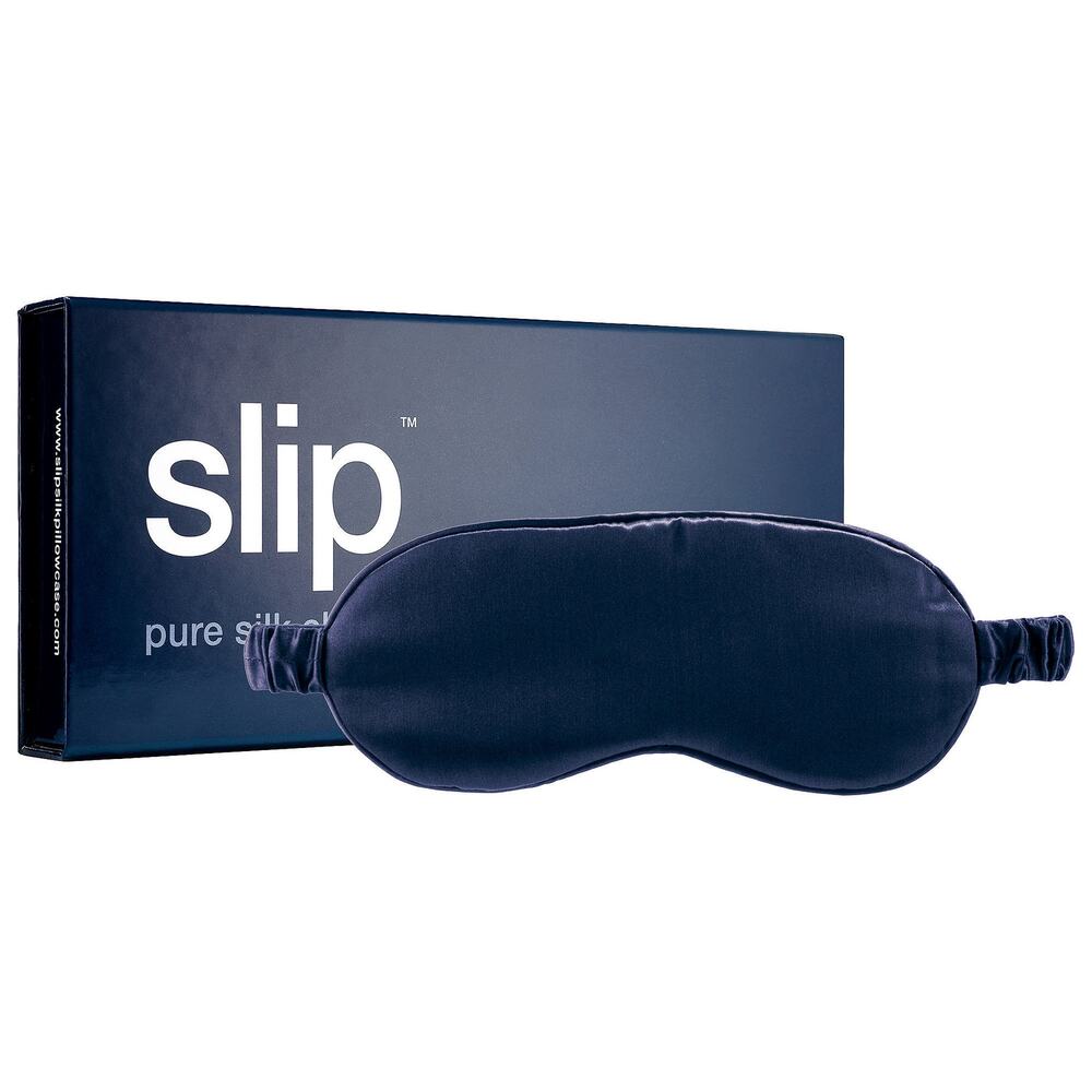 USED  slip Pure Silk Women Sleep Mask - Navy -100% Mulberry Silk